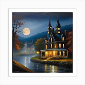 Manor By The Water Art Print