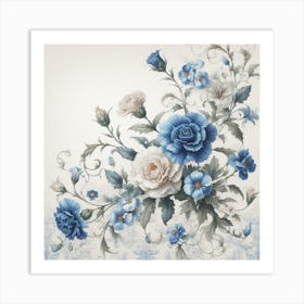 Blue carnations 2 Art Print