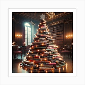 Books Christmas Tree Art Print