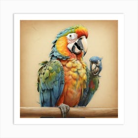 Colorful Parrots 3 Art Print