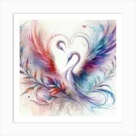 Two Swans In Love Art Print