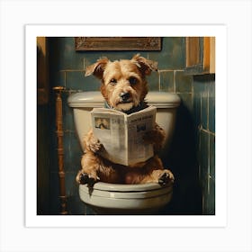 Dog Reading Newspaper 2 Art Print