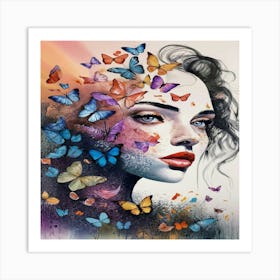 Watercolor Painting Of An Elegant Woman 1 Art Print