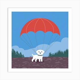 An Illustration Of A White Dog Wearing A Jn9shmwwt2uhyqzfjc5pda K8gjhamyq0wpmanxxtn6ka Art Print