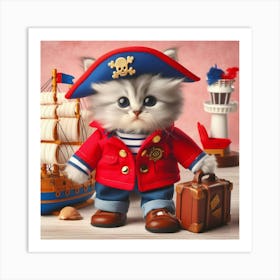 Pirate Kitten Art Print