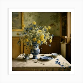 Flower Une Femme Dans Une Salle À Manger Transpar (7) Art Print