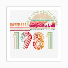 41 Years Old Vintage November 1981 41st Birthday Art Print