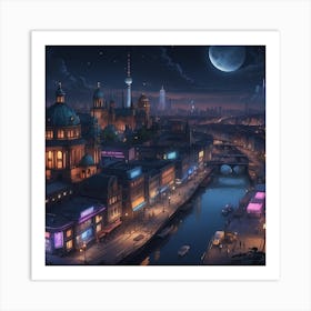 Berlin City At Night Art Print