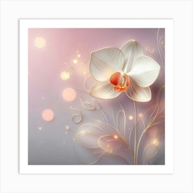 White Orchid Flower Art Print