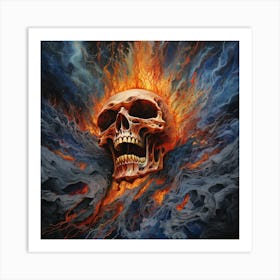 Skull In Flames 2 Art Print