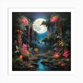 Jungle At Night 1 Art Print