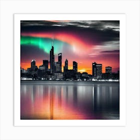 Aurora Lights Over Chicago Art Print
