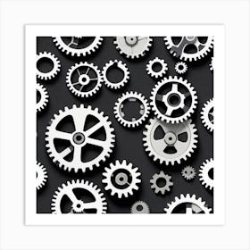 Gears On A Black Background 22 Art Print