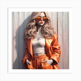 Girl In Orange Art Print