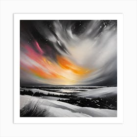 Sunset Over Snowy Landscape Art Print