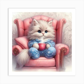 Cat In Pajamas 8 Art Print