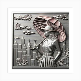 A woman with an umbrella 3 Art Print