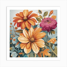 Flowers Pixel Art Print