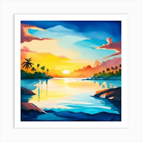 Sunset On The Beach Art Print