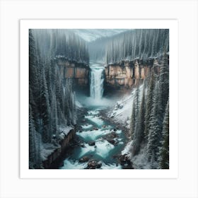 Waterfall Snow 2 Art Print