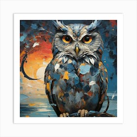 Owl At Sunset Art Print