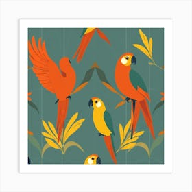 Tropical Parrots Art Print