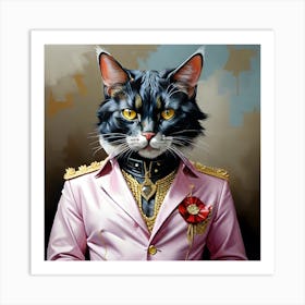 Cat In An Elvis Suit Art Print