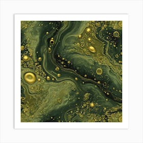 olive gold abstract wave art 29 Art Print