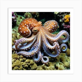 Octopus Cephalopod Tentacles Invertebrate Marine Ocean Creature Camouflage Suction Intellig (9) Art Print