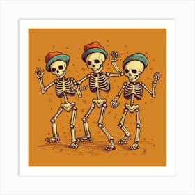 Skeletons Dancing Art Print