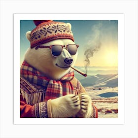 Polar Bear Smoking Weed Art Print