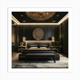 A High End Luxury Bedroom With Black Décor (7) Art Print