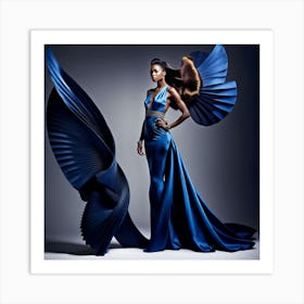 Woman In A Blue Gown Art Print