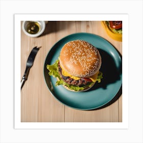 Hamburger On A Plate 43 Art Print