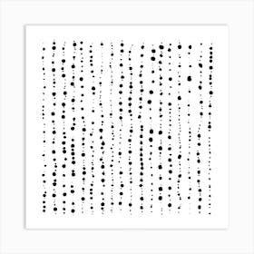 Minimal Dots Lines Black White Square Art Print