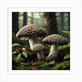 Mushrooms In The Forest 6 Art Print