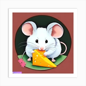 Pop Art Print | Mouse With Cheese Block In A Circle Art Print