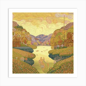 Village By The River Art Print