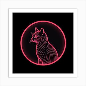 Neon portrait of a cat Art Print