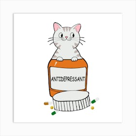 Antidepressant Cat Art Print