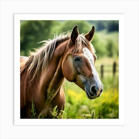 Horse Ranch Pony Animal Farm Nature Pet Farm Animal Summer Grass Head Mammal Green Mare (1) 1 Art Print