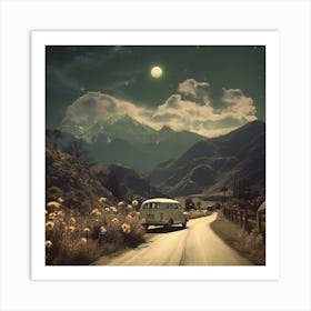 Travel By Moonlight Vintage Photo Art Print