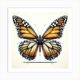 Yellow Butterfly - Abstract Line Art Illustration 83 Art Print