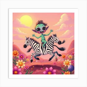 Elf On Zebra Art Print