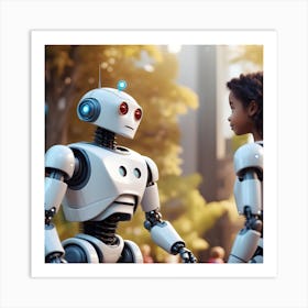 Robots And Children Art Print