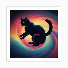 Black Cat In Space Art Print