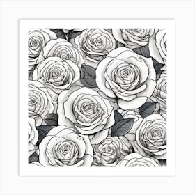 Roses Seamless Pattern 1 Art Print