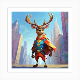 Superhero Deer 5 Art Print