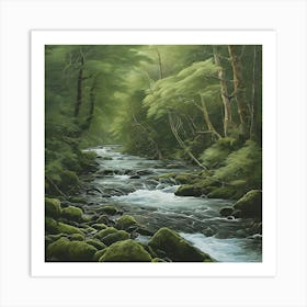 Stream In The Forest Art Print