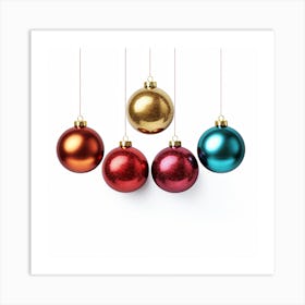 Christmas Ornaments Isolated On White Background Art Print